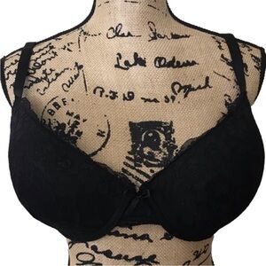 Laura Ashley Black Lace Bra Womens Size 38DD Underwired Padded